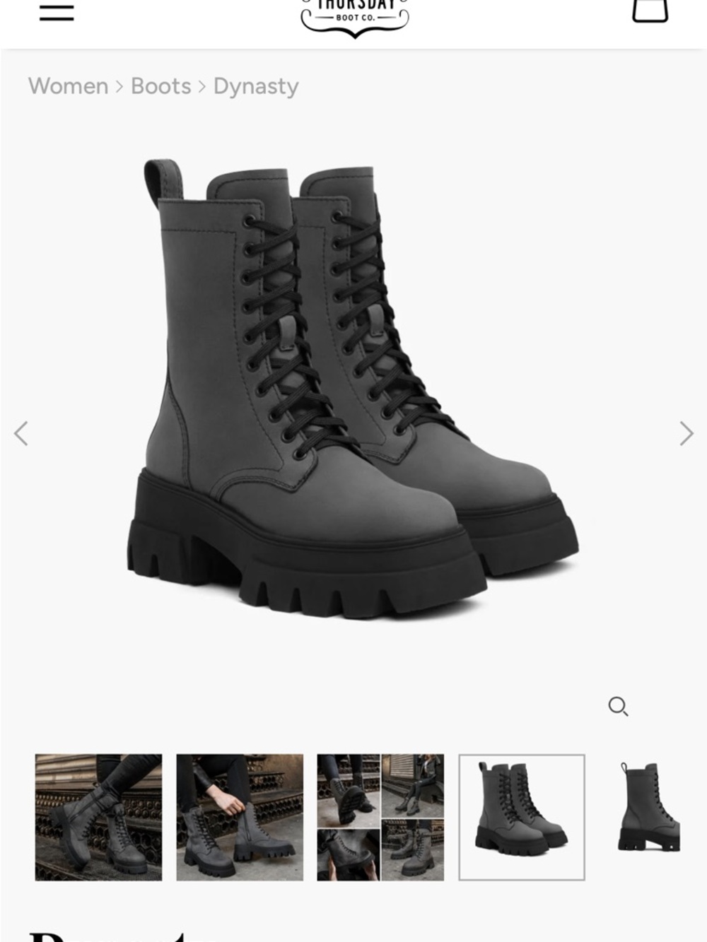 Thursday Boot Company Gray Lace-Up Platform Boots